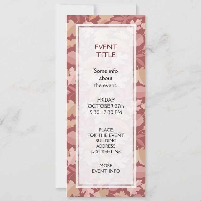 Marsala leaves pattern invitation (Back)