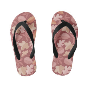 Marsala leaves pattern kid's flip flops
