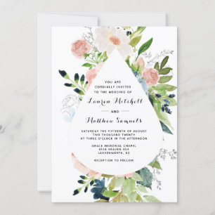 Marsala Navy Blush Wedding Invitation