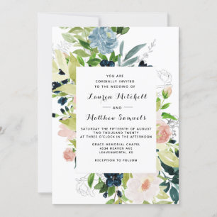 Marsala Navy Blush Wedding Invitation