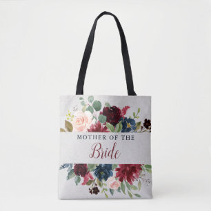 Marsala & Navy Floral Mother of the Bride Gift Tote Bag
