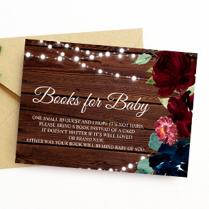 Marsala & Navy Flower Book for Baby Enclosure Card