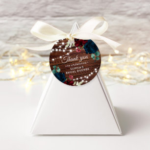 Marsala & Navy Flowers Rustic Bridal Shower  Favour Tags