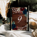 Marsala & Navy Flowers Rustic Wood 9 Table Numbers<br><div class="desc">*** Please enter H005 in the store search to find all matching items *** Or visit our Burgundy & Navy Blue Flowers Collection. *** This high-quality design is easy to customise to match your wedding colours, styles and theme. For further customisation, please click the "Edit using Design Tool" link and...</div>