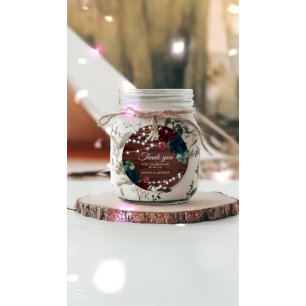 Marsala & Navy Flowers Rustic Wood Wedding Guest Book