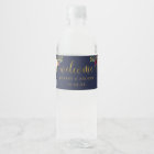 Marsala Navy Wedding Welcome Water Bottle Label