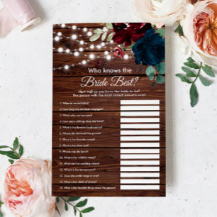 Marsala & Navy Who Knows The Bride Best Game