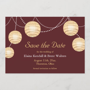 Marsala Party Lanterns Save the Date Invitation