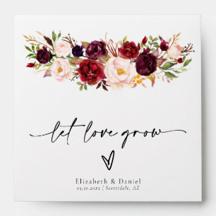 Marsala Peony Boho Wedding Favour Gift Seed Packet Envelope