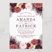 Marsala Peony Fall Boho Couples Shower Invitations