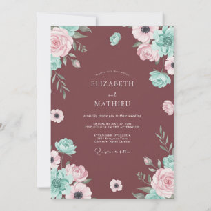 Marsala Petal Wedding Invitation