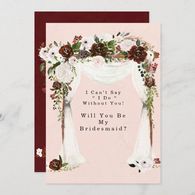 Marsala Pink Canopy Will You Be My Bridesmaid Invitation (Front/Back)