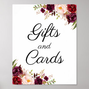 Marsala & Pink Floral Gifts and Cards Sign
