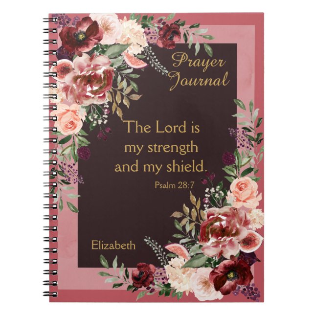 Marsala Pink Floral Personalised Prayer Journal (Front)