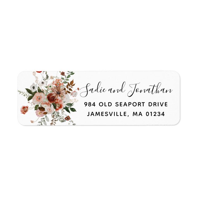 Marsala Pink Floral Return Address Label (Front)