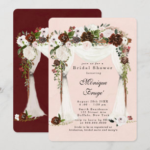 Marsala Pink Floral white Canopy Bridal Shower Invitation