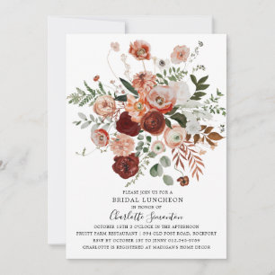 Marsala Pink Terracotta Floral Bridal Luncheon Invitation