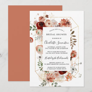 Marsala Pink Terracotta Floral Bridal Shower Invit Invitation
