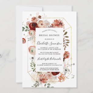 Marsala Pink Terracotta Floral Bridal Shower Invitation