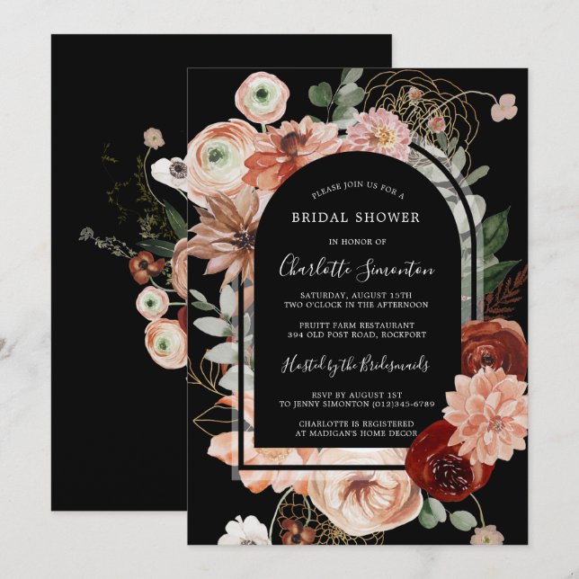 Marsala Pink Terracotta Floral Bridal Shower Invitation (Front/Back)