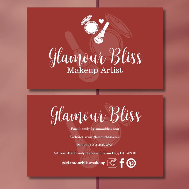 Marsala Plain Contemporary Makup Artist  Business Card (Creator Uploaded)
