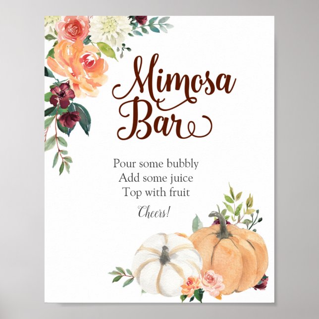 Marsala Pumpkin Floral Mimosa Bar Sign (Front)