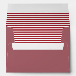 Marsala Red and White Striped Envelopes