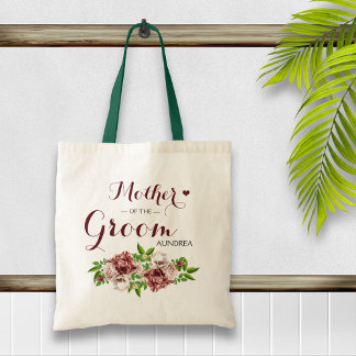 Marsala Red Floral Mother of the Groom Tote Bag