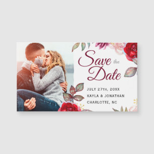 Marsala Red Flower Small Wedding Save the Date