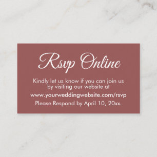 Marsala Red Wedding RSVP Online Elegant Simple Enclosure Card