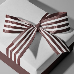 Marsala Red White Striped Grosgrain Ribbon