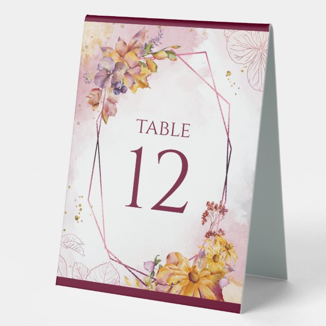 Marsala Rose Gold Autumn Leaves Elegant Wedding (Front)