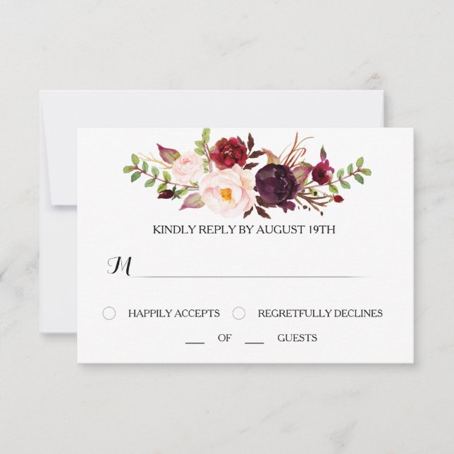 Marsala RSVP Wedding Card (Front)
