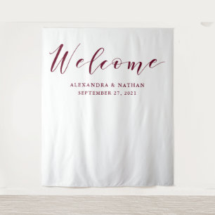 Marsala Script Wedding Backdrop   Photo Booth Prop Tapestry