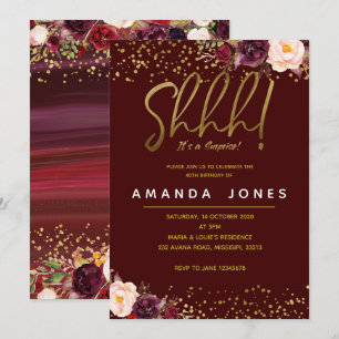 Marsala Surprise Birthday Party Invitation