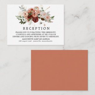 Marsala Terracotta Blush Floral Wedding Reception Enclosure Card