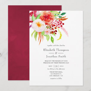 Marsala Vintage Rustic Charm Wedding Invitation