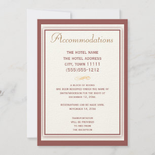 Marsala Wedding Accommodations Card