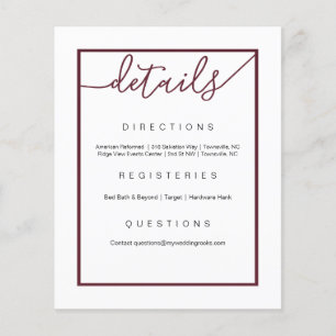 Marsala Wedding Details Flyer, Wine Accents Flyer