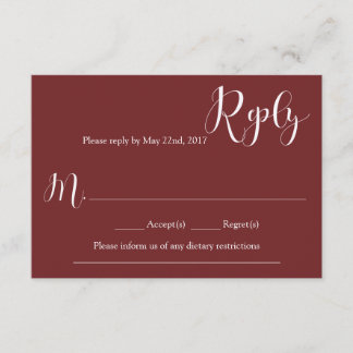 Marsala Wedding Reply Card