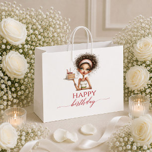 Marsala Whimsical Woman Burgundy Script gift bag