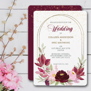 Marsala Wine Rose Double Frame Wedding Invitation