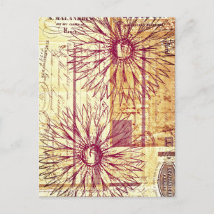 Marsala Wine Vintage French Typography Flowers Postcard