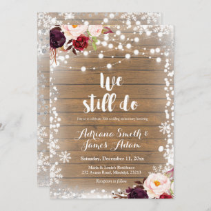 Marsala Winter Snowflakes Wedding Anniversary Invitation