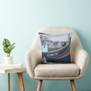 Marsaxlokk Fishing Boats Malta Cushion