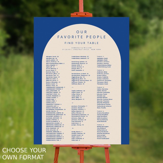 Marseille Bleu 150 Guests Wedding Seating Chart (Marseille Bleu Modern Wedding Seating Chart Alphabetical For Up To 150 Guests Choose Your Own Format)