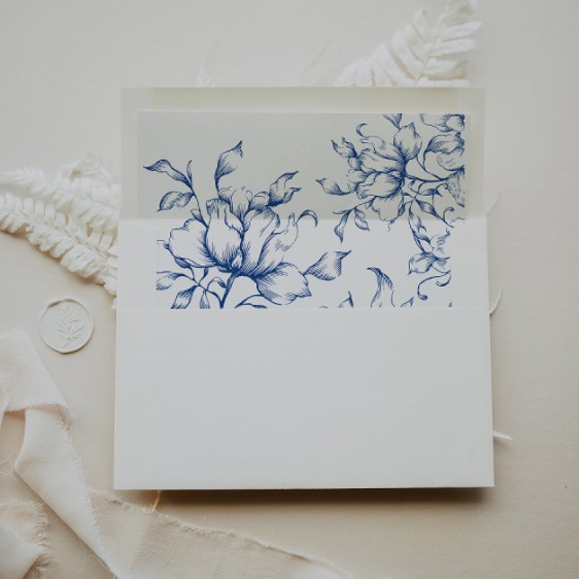 Marseille Bleu Floral Wedding Invitation Envelope (Creator Uploaded)