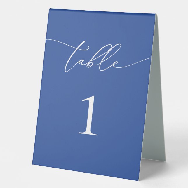 Marseille Bleu Minimalist Elegant Table Number (Front)