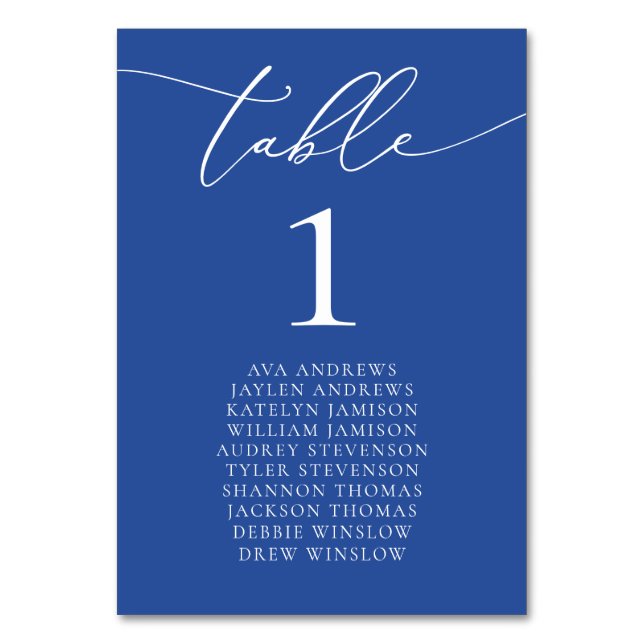 Marseille Bleu Minimalist Seating Table Number (Front)