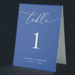 Marseille Bleu Minimalist Wedding | Event Custom<br><div class="desc">(**PLEASE NOTE: To order,  simply adjust your table number (and name/date) and add each number to your cart separately. Then check out once you are finished.) Beautiful,  elegant,  modern and minimalist,  table number card. Fully customisable with your names (or Event Name) and Date.</div>